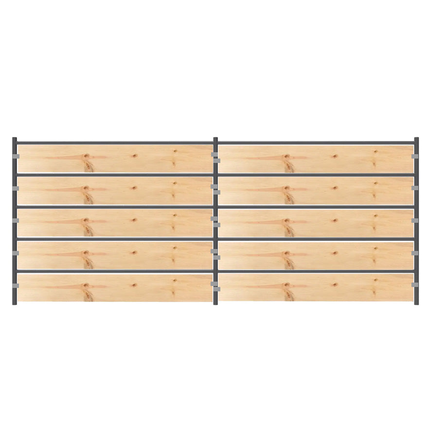 Premium 12x5 Horse Corral Panel + WOOD INSERT CLAMPS (5 Rail) 1-5/8