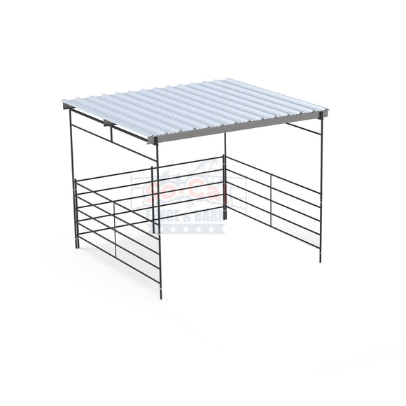 12x12 Horse Shelter Kit |Flat Roof | 5-Rail