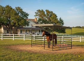 12x12 Horse Stall Kit with 12x12 Sloped Shelter (5 Rail) - 0