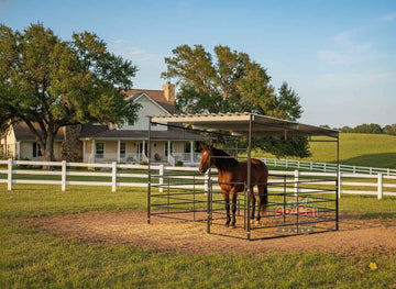 12x12 Horse Stall Kit with 12x12 Sloped Shelter (5 Rail) - 0