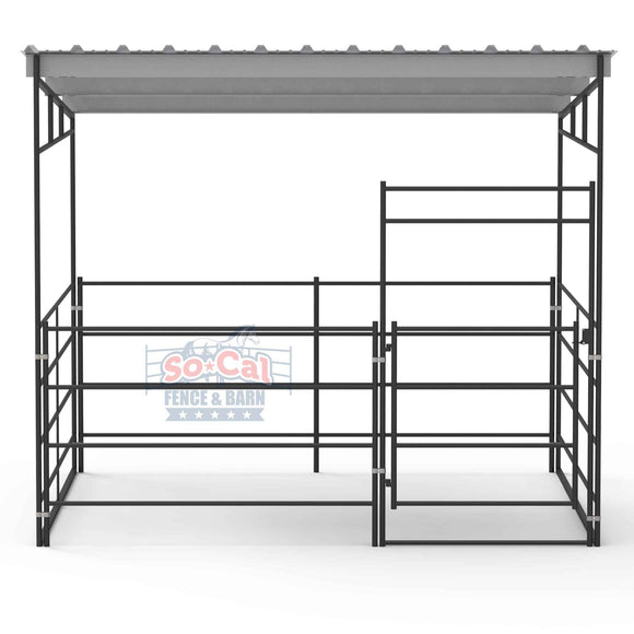 horse stall kit with a sloped shelter roof