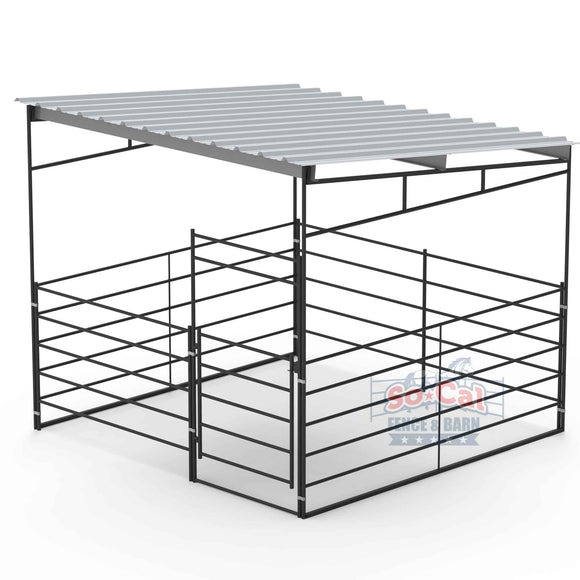 12x12 Horse Stall Kit with 12x12 Sloped Shelter (5 Rail)