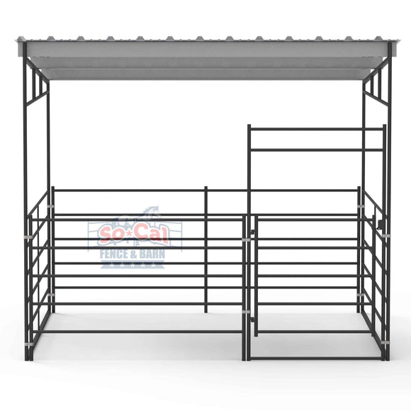 12x12 Horse Stall Kit with 12x12 Sloped Shelter (5 Rail)