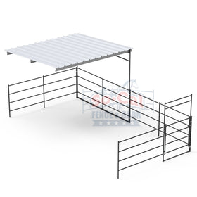 12X24 Add-On Stall with 12x12 Sloped Cover (4 Rail)