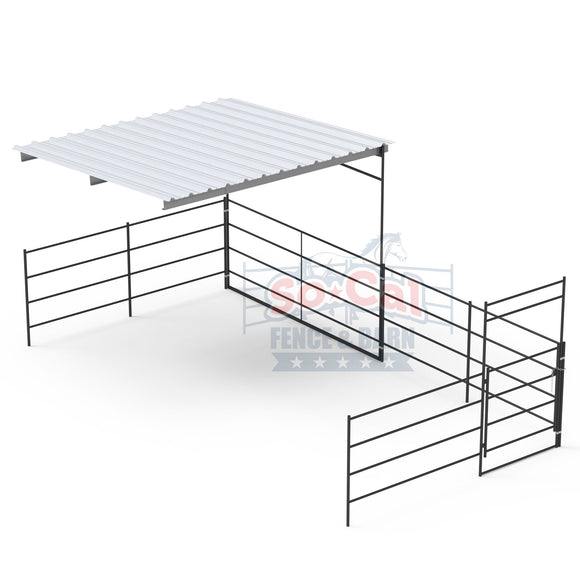 12X24 Add-On Stall with 12x12 Sloped Cover (4 Rail)