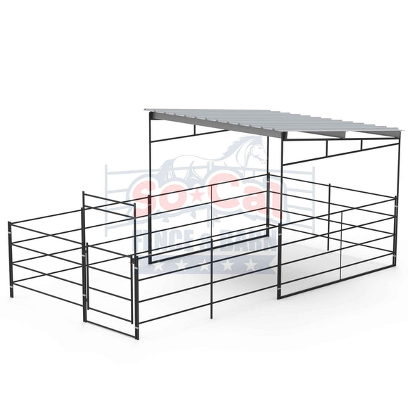 12x24 Stall with 12x12 Sloped Cover (4 Rail)