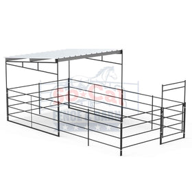12x24 Stall with 12x12 Sloped Cover (4 Rail) - 0