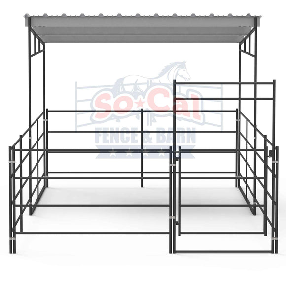 12x24 Stall with 12x12 Sloped Cover (4 Rail)