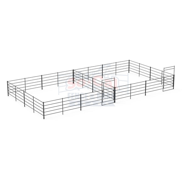 Two 24x24 Horse Stalls Side-by-Side (5-rail)