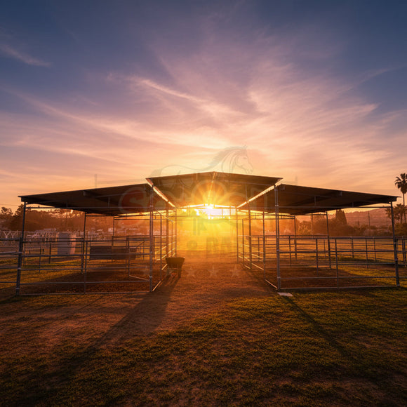 Mare Motel with (4) 12x24 Stalls and 12ft Breezeway 4-Rail *LIMITED TIME SALE ON THIS MOTEL ONLY*