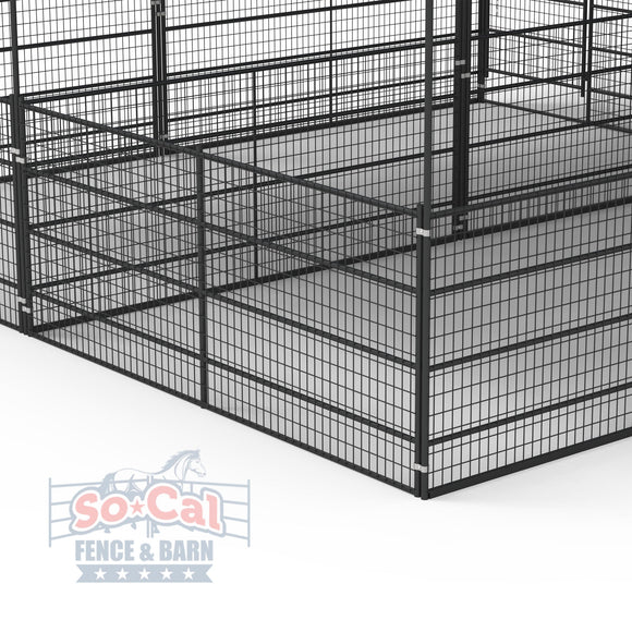 Mare Motel with (4) 12x24 Stalls FULLY COVERED | Welded Wire Panels | 12ft Breezeway