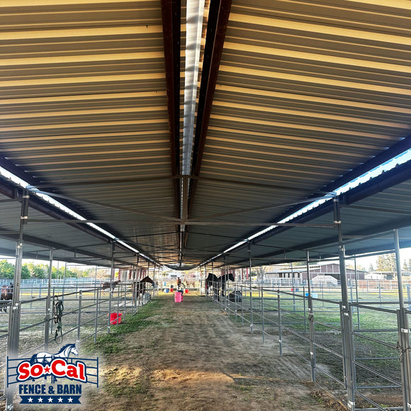 The MEGA MOTEL - 8-Stall Mare Motel - 48x82 Stalls - 15ft Breezeway