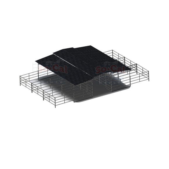 Mare Motel with (6) 12x24 Stalls and 12ft Breezeway 4-Rail