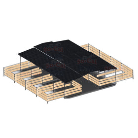 Mare Motel with (6) 12x24 Stalls and 12ft Breezeway 5-Rail WOOD INSERTABLE