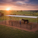 Two 24x24 Stalls 4-Rail Side-by-Side with Two 12x24 Covers-2