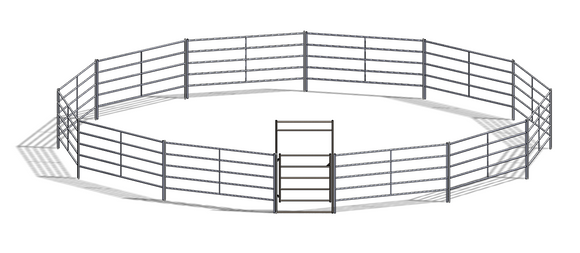 40ft Round Pen (5-Rail) 14-Gauge Steel