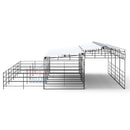 Mare Motel Shed Row with (4) 12x24 Stalls and 12ft Breezeway 4-Rail-5