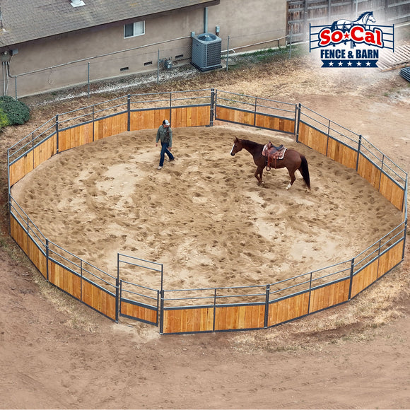 Signature Series Wooden Round Pen With 10ft Swing Gate - Wood Not Included