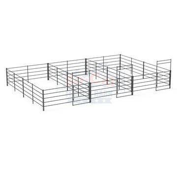 Three 12x24 Horse Stalls Side-by-Side (5-rail)