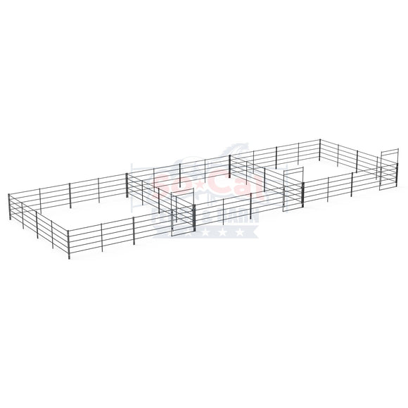 Three 24x24 Horse Stalls Side-by-Side (5-rail)