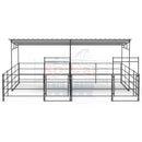 Two 12x24 Horse Stalls Side-by-Side with 12x12 Sloped Covers (4 Rail)-3