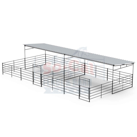 two horse stalls with covers