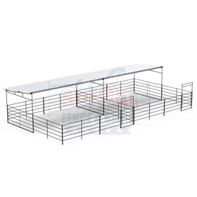 two covered horse stalls corrals