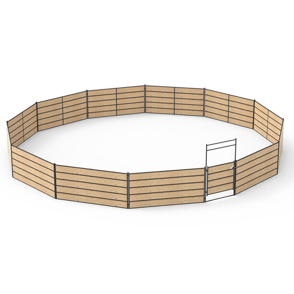 50ft Wood Round Pen Kit With Wooden Panels & Bow Gate (Wood NOT Included)