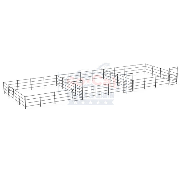 Three 24x24 Horse Stalls Side-by-Side (4-rail)